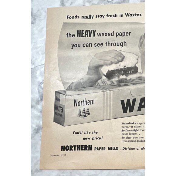 Northern Waxtex Vintage Print Ad 1950s Heavy Wax Paper Kitchen Wall Art Decor - Picture 5 of 7